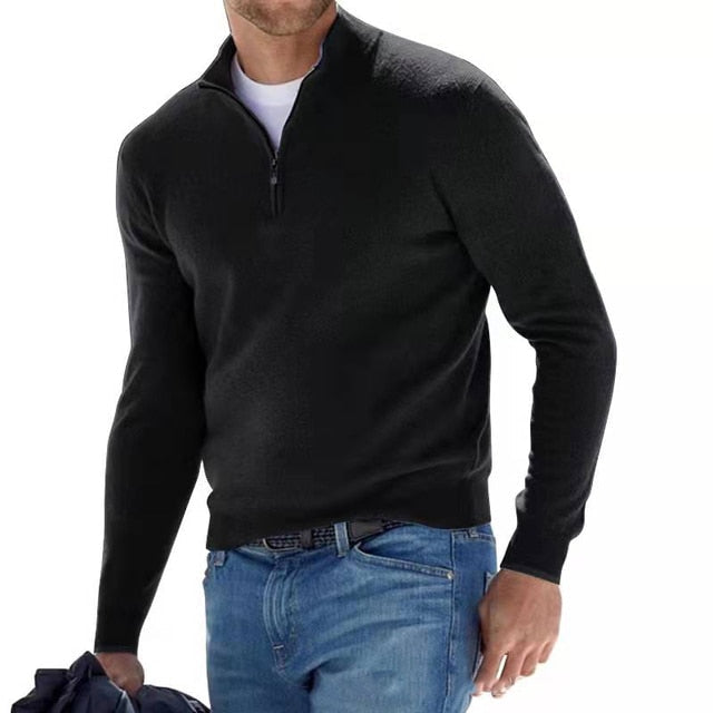 Classic Zip-Up Knit Pullover