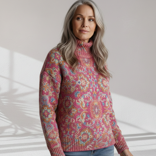 Annabelle | Floral Knit Turtleneck