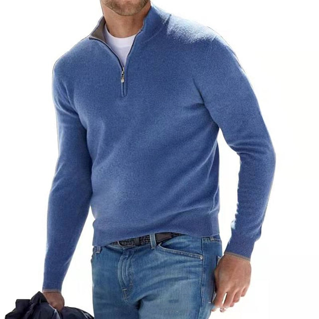 Classic Zip-Up Knit Pullover