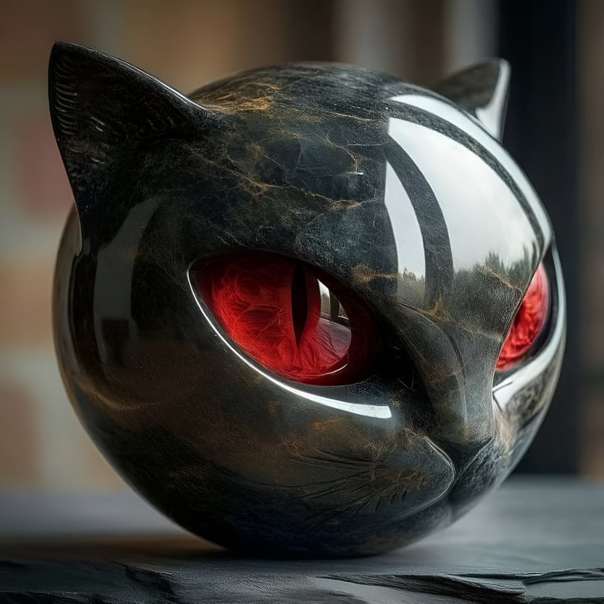 Noiraude Black Cat Stone Sculpture