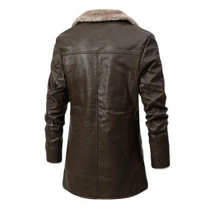 Lorèn | Elegant Wool Coat with Faux Fur Mandarin Collar