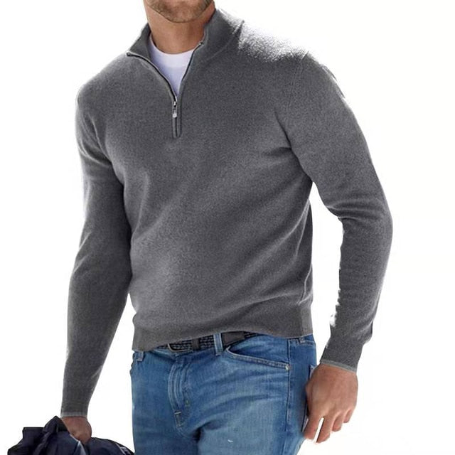 Classic Zip-Up Knit Pullover