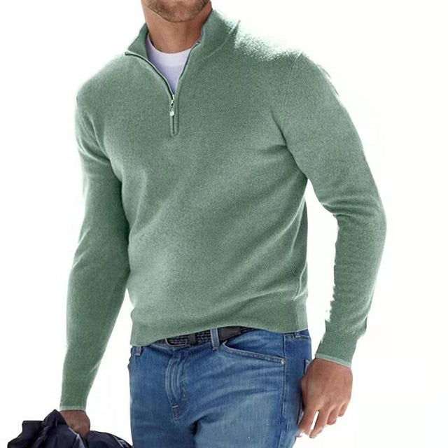Classic Zip-Up Knit Pullover