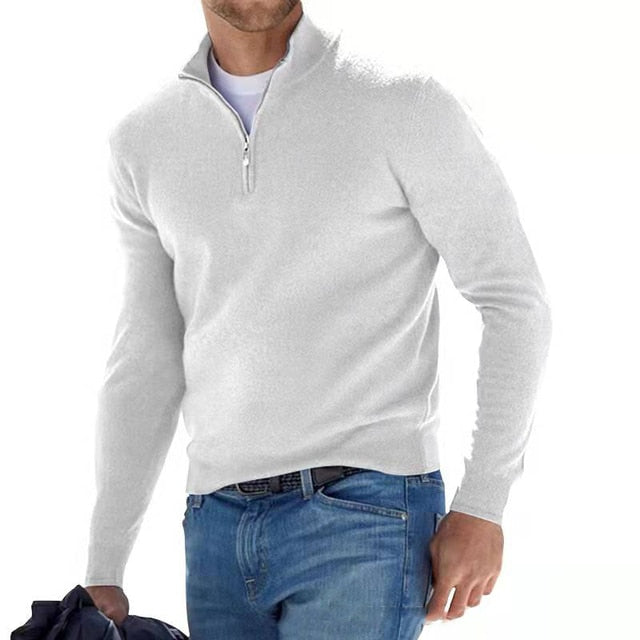 Classic Zip-Up Knit Pullover